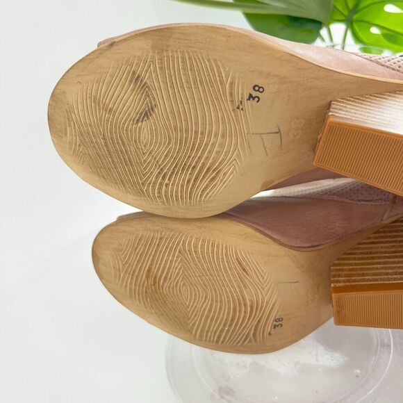 Miz Mooz Knox Sandal Women 38 8 Blush Pink Leather Wedge Boho Open Toe Bootie - Picture 13 of 16